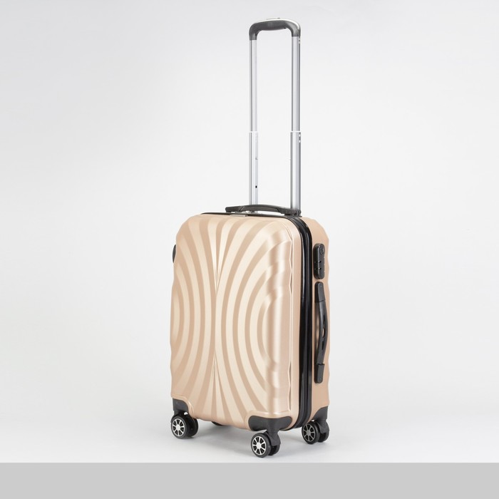 Чемодан малый 20", отдел на молнии, кодовый замок, 4 колеса, цвет шампань