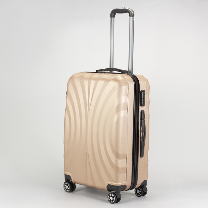Чемодан средний 24", отдел на молнии, кодовый замок, 4 колеса, цвет шампань