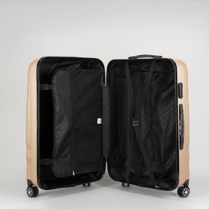 Чемодан большой 28", отдел на молнии, кодовый замок, 4 колеса, цвет шампань