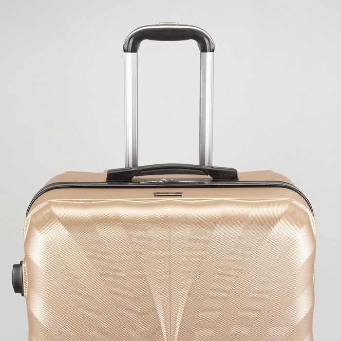 Чемодан большой 28", отдел на молнии, кодовый замок, 4 колеса, цвет шампань