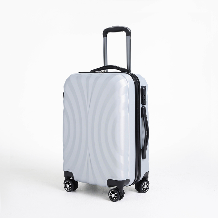 Чемодан малый 20", отдел на молнии, кодовый замок, 4 колеса, цвет серый