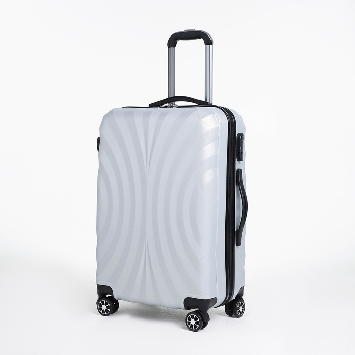 Чемодан средний 24", отдел на молнии, кодовый замок, 4 колеса, цвет серый