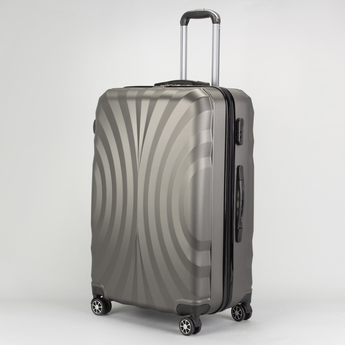Чемодан большой 28", отдел на молнии, кодовый замок, 4 колеса, цвет серый
