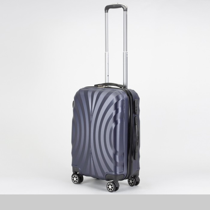 Чемодан малый 20", отдел на молнии, кодовый замок, 4 колеса, цвет тёмно-синий