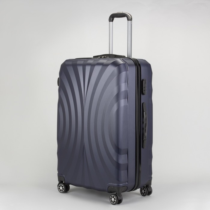 Чемодан большой 28", отдел на молнии, кодовый замок, 4 колеса, темно-синий