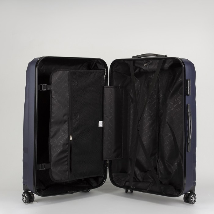Чемодан большой 28", отдел на молнии, кодовый замок, 4 колеса, темно-синий