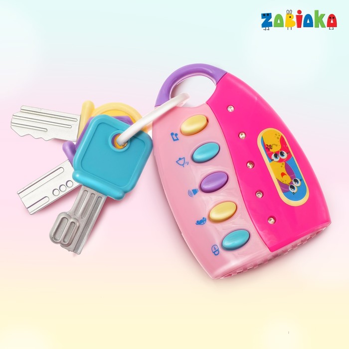 Музыкальный брелок «Весёлые звуки», световые и звуковые эффекты, работает от батареек, цвет розовый