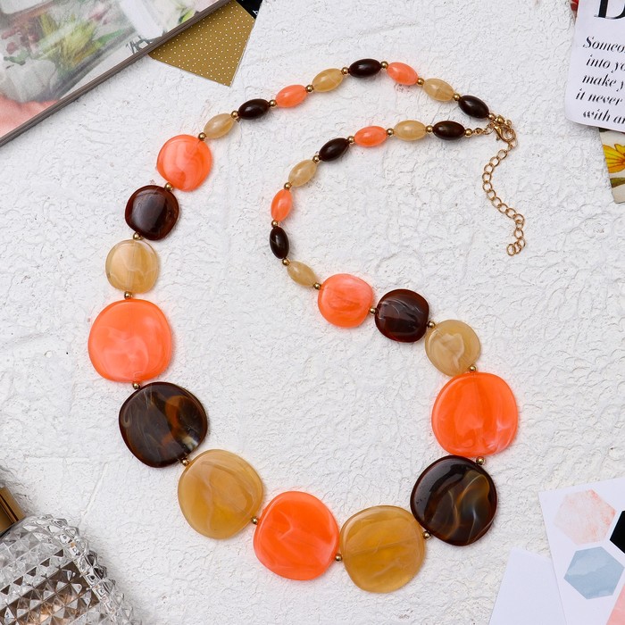 Бусы "Эстетика" круги плоские, цвет кораллово-коричневый, 74 см