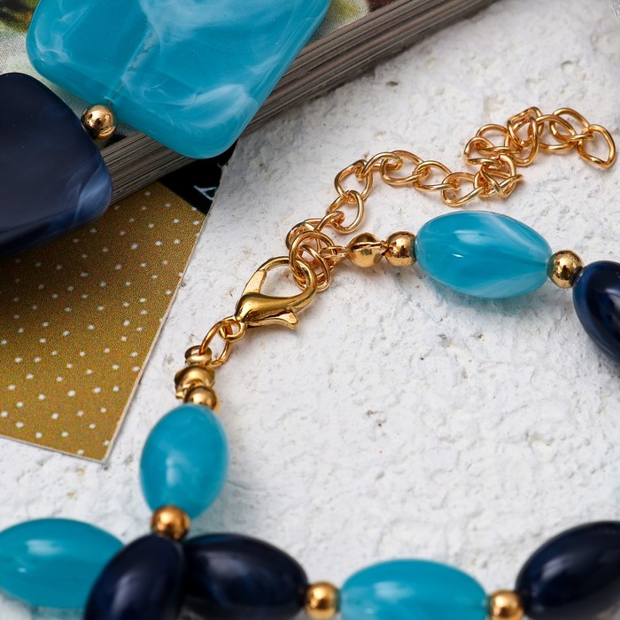 Бусы "Эстетика" квадраты плоские, цвет сине-голубой, 70 см