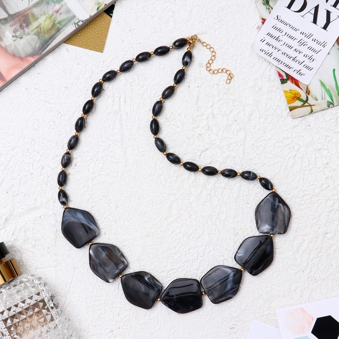 Бусы "Эстетика" пластины, цвет чёрный, 65 см