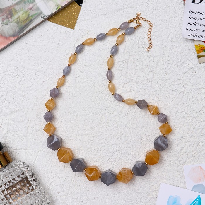 Бусы "Эстетика" геометрия, цвет бежево-серый, 70 см