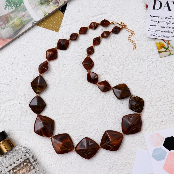 Бусы "Эстетика" ромбы, цвет коричневый, 65 см