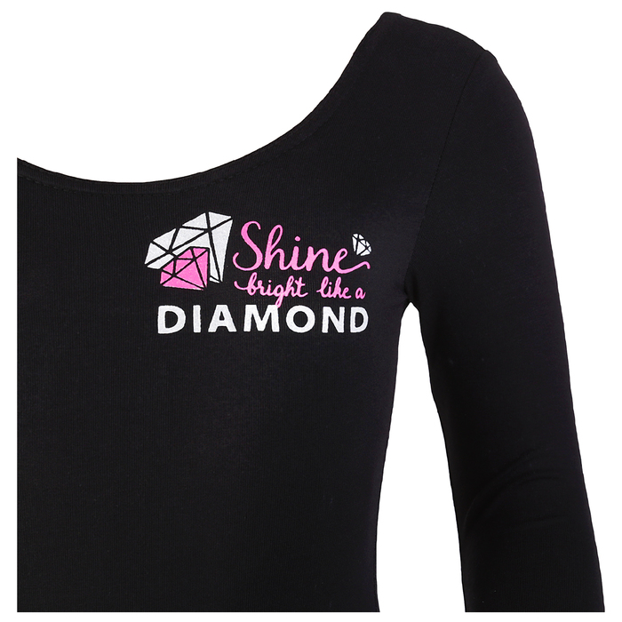 Купальник гимнастический Shine х/б, рукав 3/4, размер 40, цвет чёрный