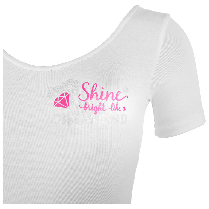 Купальник гимнастический Shine х/б, короткий рукав, размер 28, цвет белый