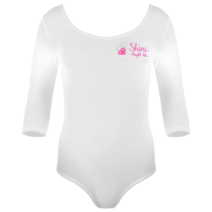 Купальник гимнастический Shine х/б, рукав 3/4, размер 28, цвет белый