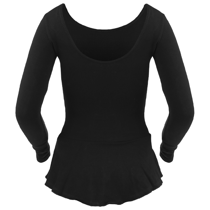 Купальник гимнастический Shine х/б, с юбкой длин.рукав, размер 38, цвет чёрный