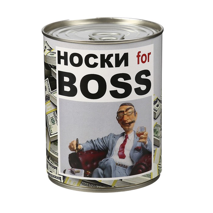 Носки в консервной банке "Носки for BOSS" (носки мужские, цвет микс)