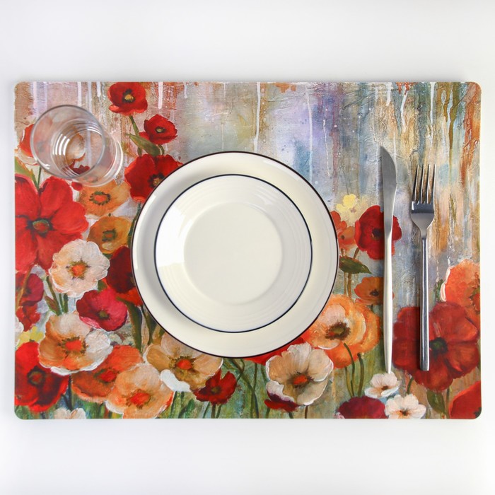 Салфетка кухонная плотная "Маки" 45х33х0,5 см