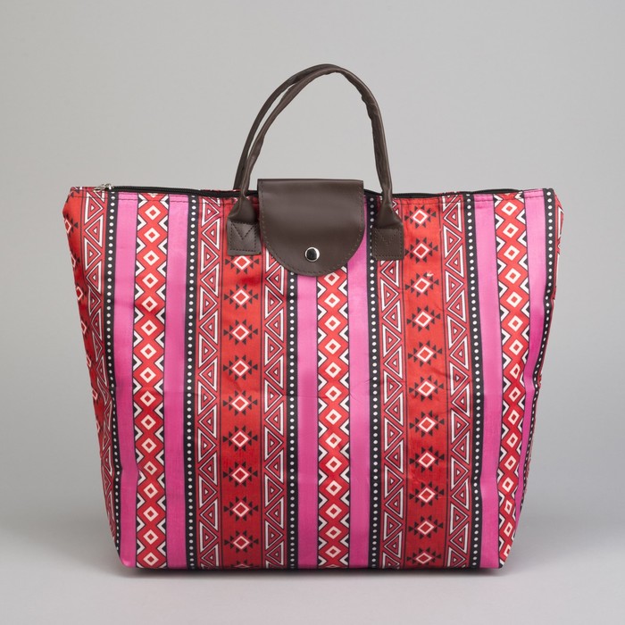 Сумка хозяйственная складная «Орнамент», отдел на молнии, водонепроницаемая, цвет красный