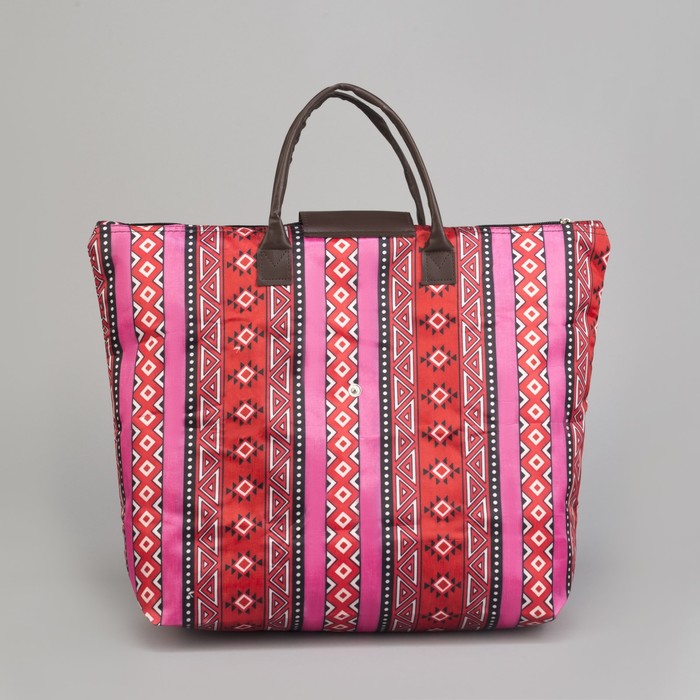 Сумка хозяйственная складная «Орнамент», отдел на молнии, водонепроницаемая, цвет красный