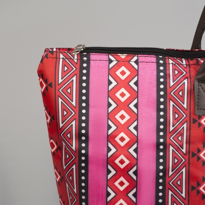 Сумка хозяйственная складная «Орнамент», отдел на молнии, водонепроницаемая, цвет красный