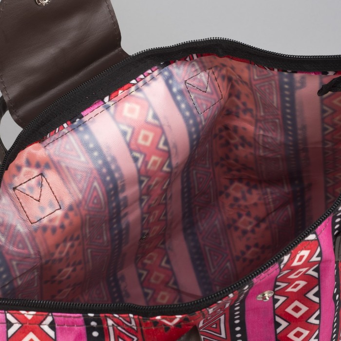 Сумка хозяйственная складная «Орнамент», отдел на молнии, водонепроницаемая, цвет красный