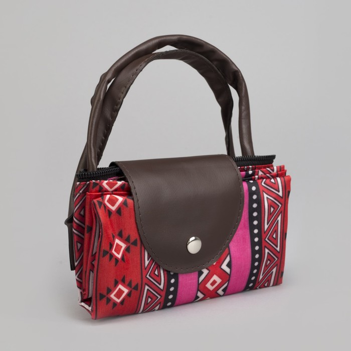 Сумка хозяйственная складная «Орнамент», отдел на молнии, водонепроницаемая, цвет красный