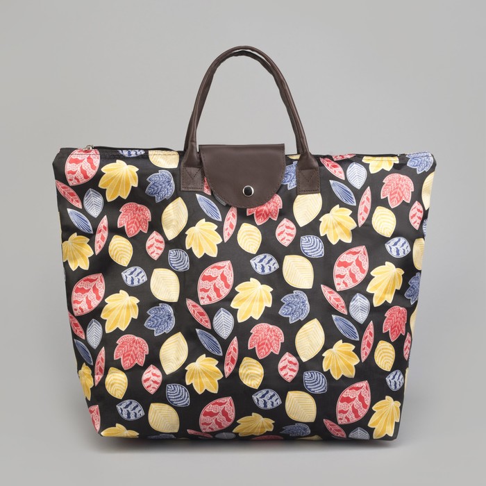 Сумка хозяйственная складная «Осень», отдел на молнии, водонепроницаемая, цвет чёрный