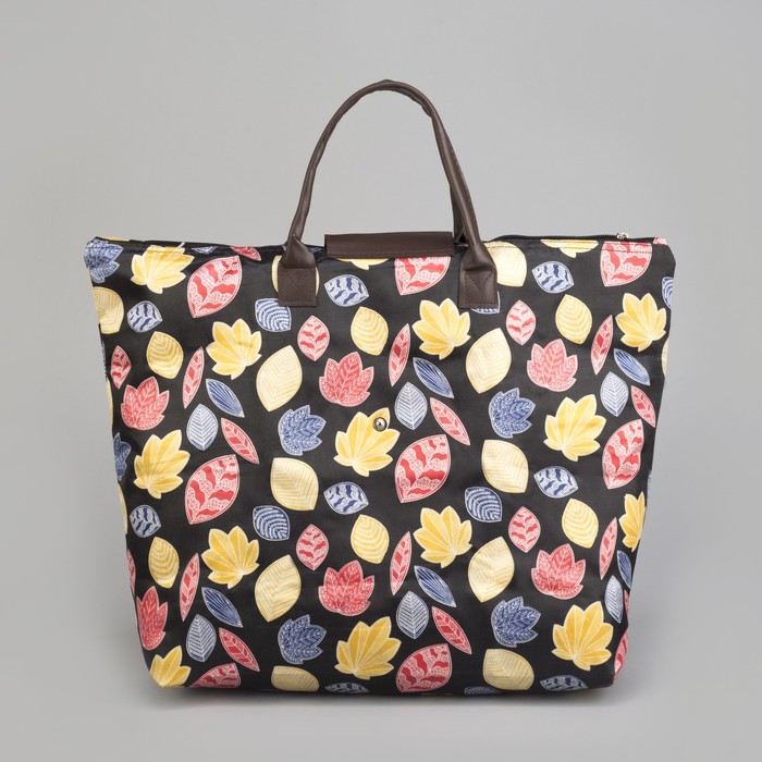 Сумка хозяйственная складная «Осень», отдел на молнии, водонепроницаемая, цвет чёрный