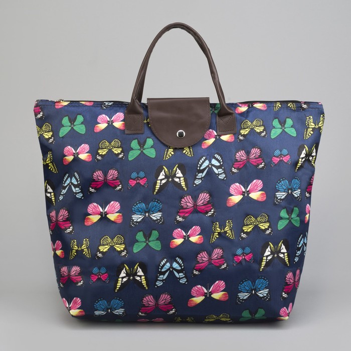 Сумка хозяйственная складная «Бабочка», отдел на молнии, водонепроницаемая, цвет синий
