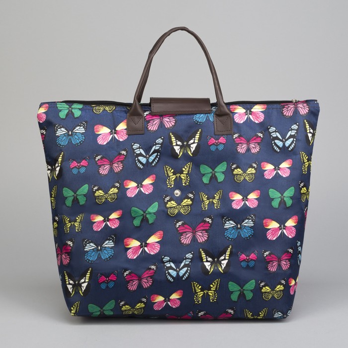 Сумка хозяйственная складная «Бабочка», отдел на молнии, водонепроницаемая, цвет синий