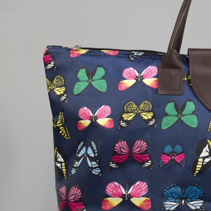 Сумка хозяйственная складная «Бабочка», отдел на молнии, водонепроницаемая, цвет синий