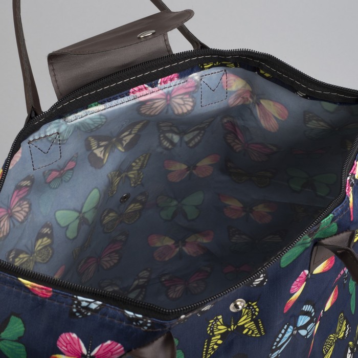 Сумка хозяйственная складная «Бабочка», отдел на молнии, водонепроницаемая, цвет синий