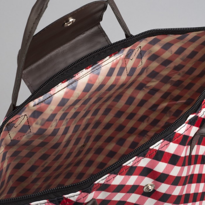 Сумка хозяйственная складная «Клетка», отдел на молнии, водонепроницаемая, цвет красный
