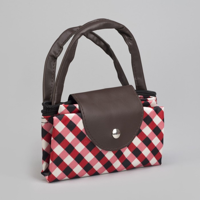 Сумка хозяйственная складная «Клетка», отдел на молнии, водонепроницаемая, цвет красный