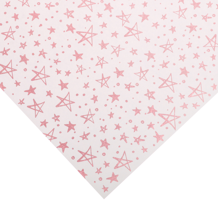 Бумага для скрапбукинга жемчужная «Розовые звезды», 30,5 × 32 см, 250г/м