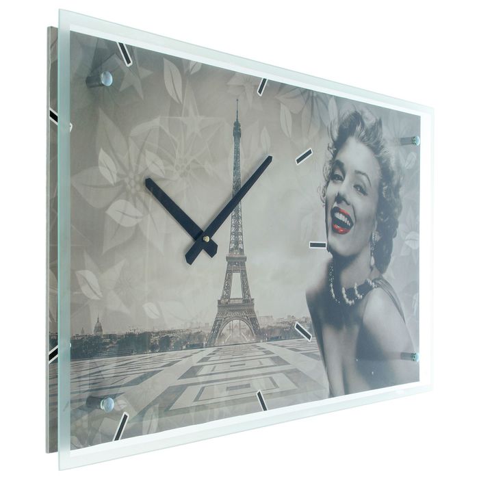 Часы настенные прямоугольные "Мэрилин Монро в Париже", 35х60 см