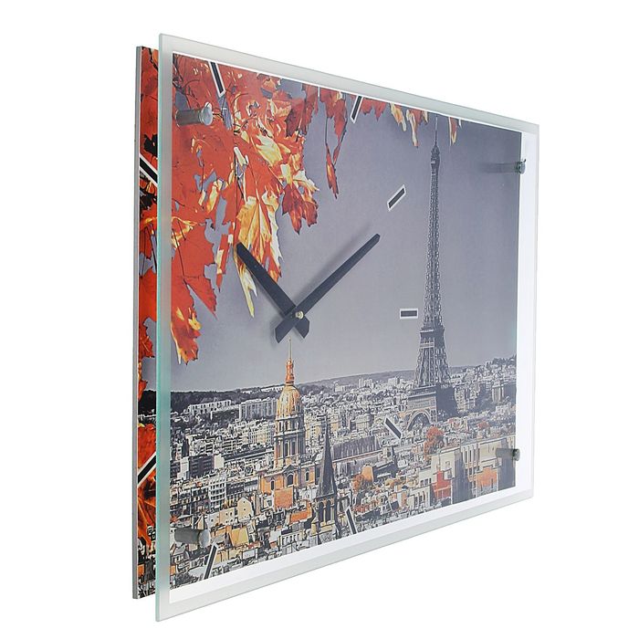 Часы настенные прямоугольные "Осень в Париже", стекло, 35х60 см