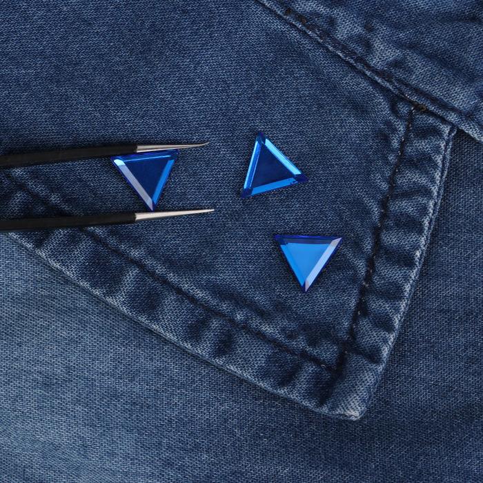 Стразы термоклеевые "Треугольник", 50шт, 10 х 10мм, цвет синий