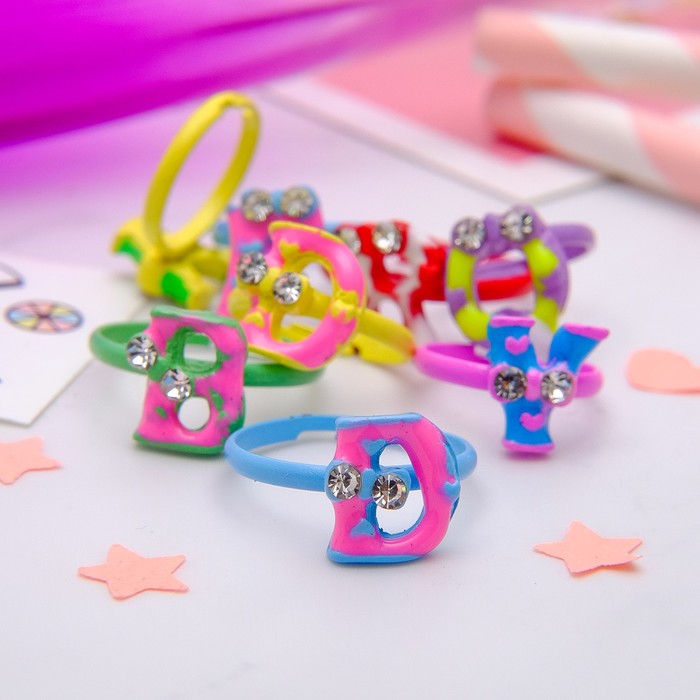 Кольцо детское "Выбражулька" английский алфавит, цвет МИКС