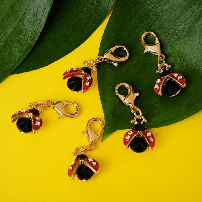 Шармик "Божья коровка" летящая, цвет красно-черный в золоте