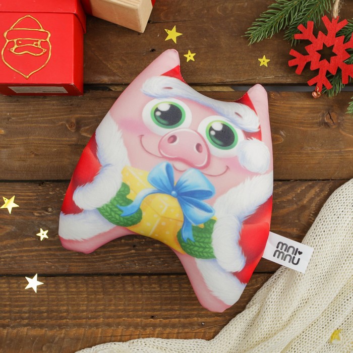 Мягкая игрушка-антистресс "Свинка с подарком"