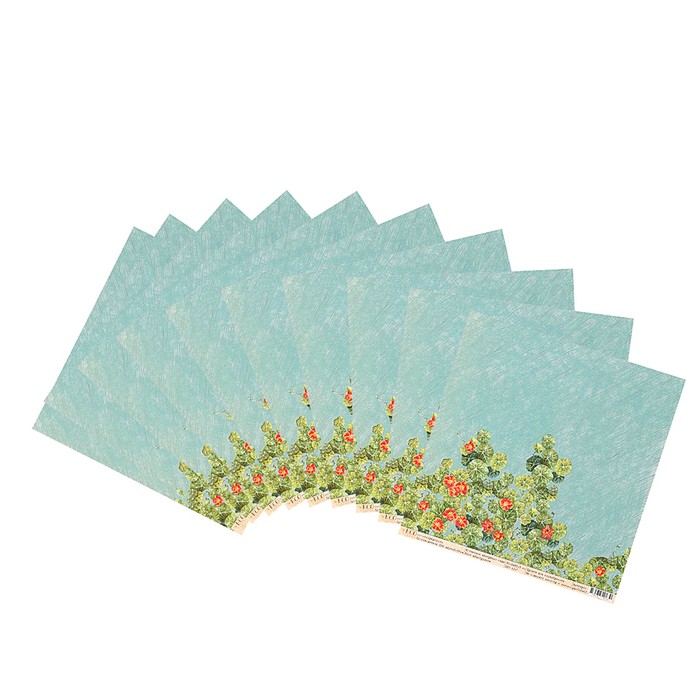 Бумага для скрапбукинга "Настурции "Бабушкин сад" 30.5х30.5 см, 250 гр/м2