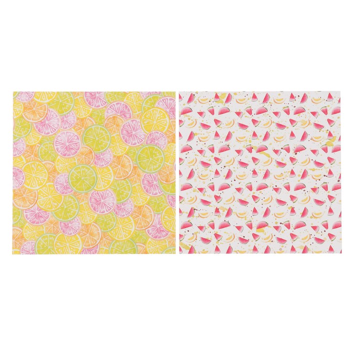 Набор бумаги для скрапбукинга "Фруктовая" (6 листов) 20х20 см, 190 гр/м2