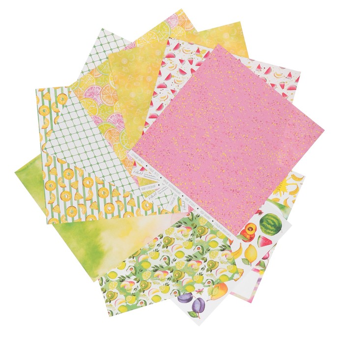 Набор бумаги для скрапбукинга"Фруктовая" (10 листов) 30.5х30.5 см, 190 гр/м2
