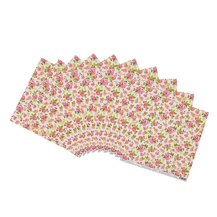Бумага для скрапбукинга "Ситцевое платье "Цветение" 30.5х30.5 см, 190 гр/м2