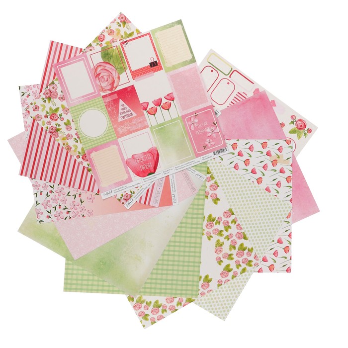 Набор бумаги для скрапбукинга "Цветение" (12 листов) 30.5х30.5 см, 190 гр/м2