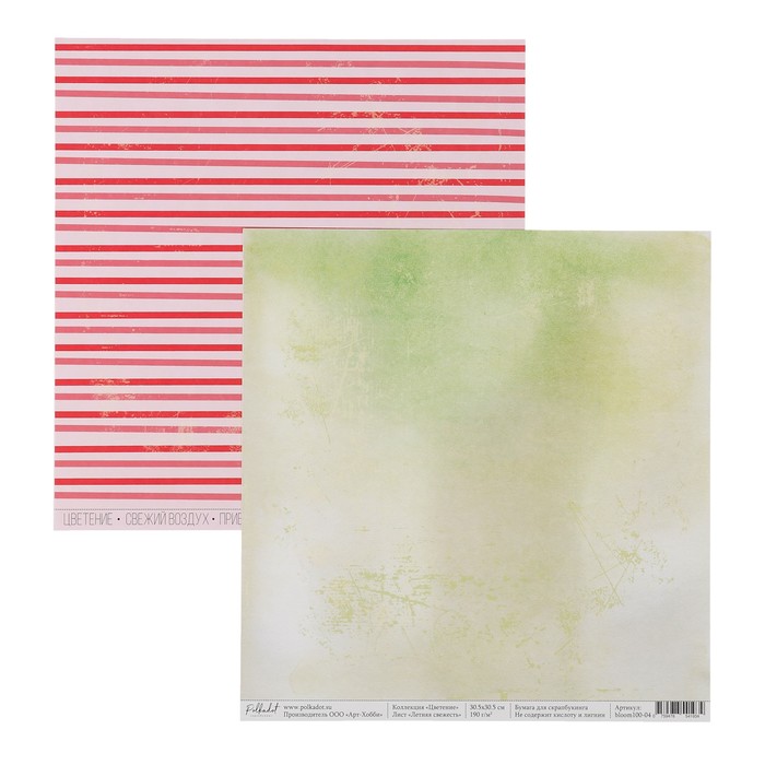 Набор бумаги для скрапбукинга "Цветение" (12 листов) 30.5х30.5 см, 190 гр/м2