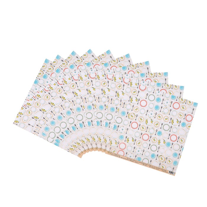 Бумага для скрапбукинга "Бабушкин сервиз "Завтрак на веранде" 30.5х30.5 см, 250 гр/м2