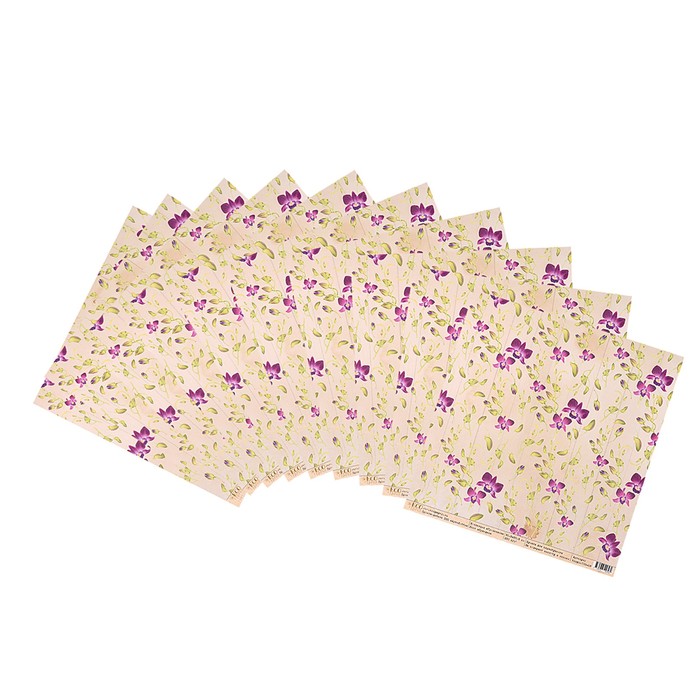 Бумага для скрапбукинга "Орхидеи "Тропикана" 30,5х30,5 см, 250 гр/м2